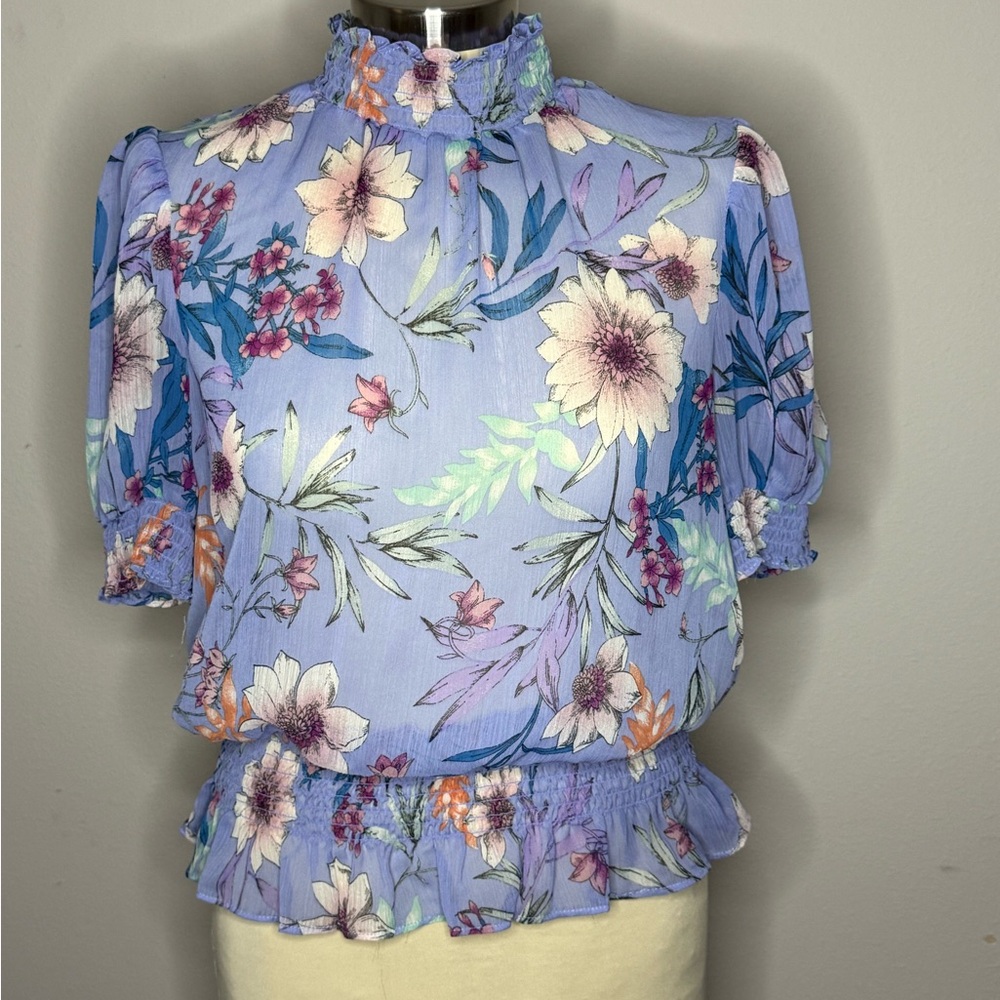 Floral Ruffle Women's Top - Purple
